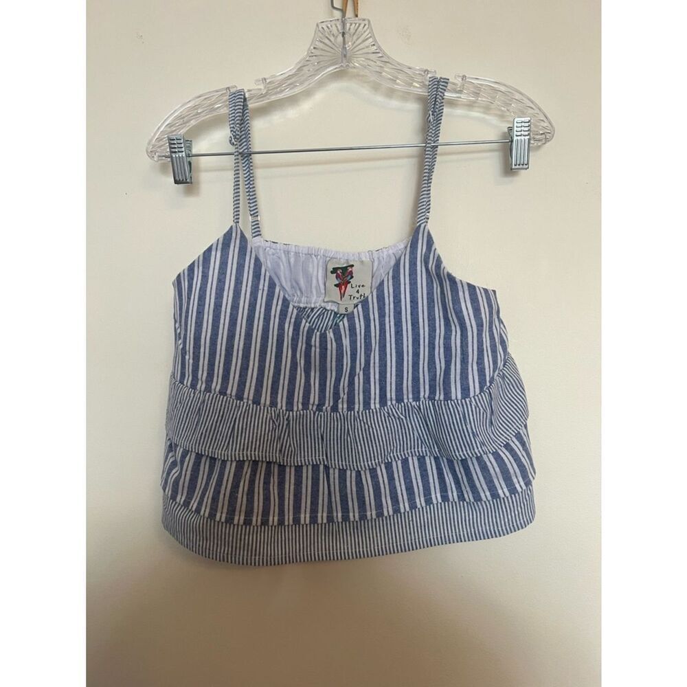 Live 4 Truth Blue and White Striped Ruffle Top